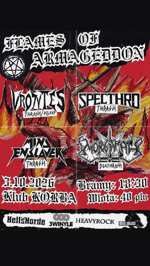 Flames Of Armageddon: Vrontes - Specthro - Morgarath - Mind Enslaver | 03.10 Korba, Katowice