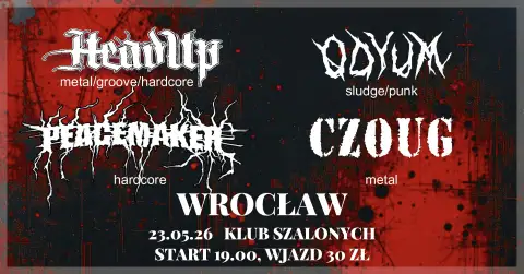 koncert Odyum/HeadUp/Peacemaker/Czoug